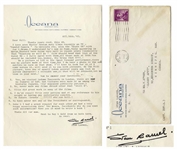Stan Laurel Letter Signed With His Full Signature Stan Laurel -- ...I dont recall Ollie ever getting mad at any reference to his weight or having any inferiority complex...